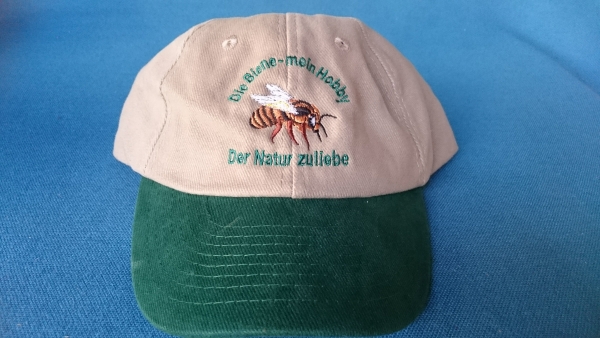 Imkermütze beige, grüner Schirm